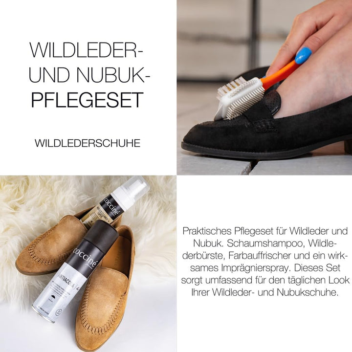 Cocciné - Schuh Pflege Set, Wildleder und Nubuk Pflegeset, Schuhpflege, Schuhreinigung, Farbauffrisc
