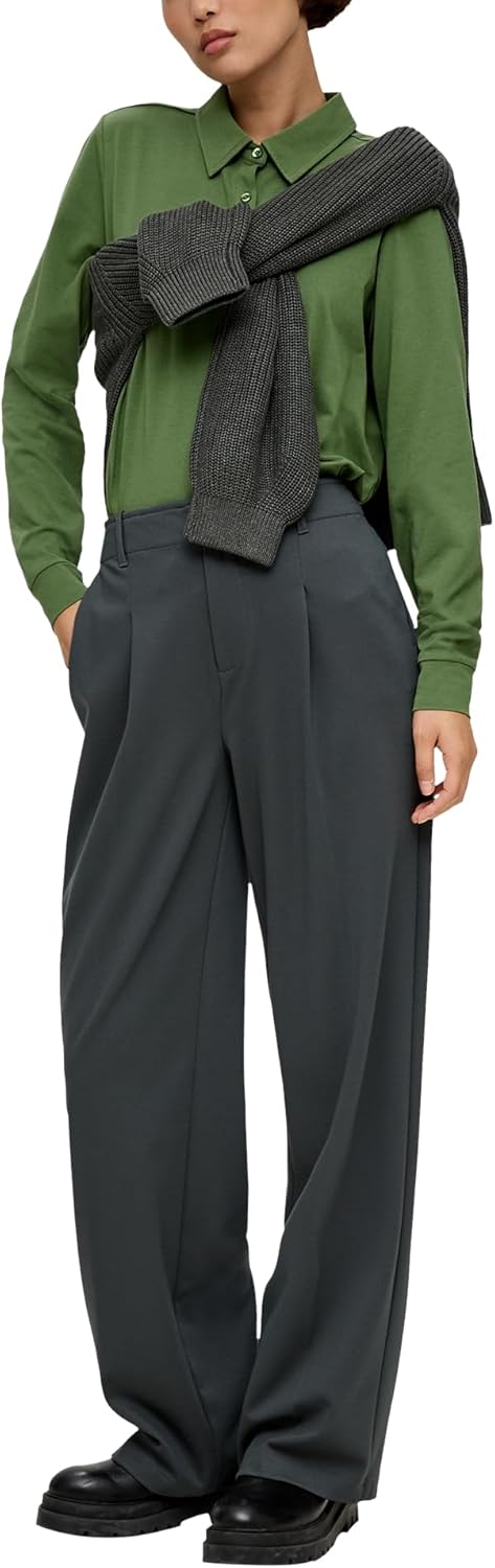 s.Oliver Damen Hemdbluse aus Jersey, 32 Gr&#xFC;n