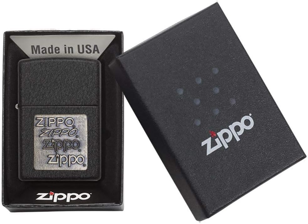 Zippo Sturmfeuerzeug - Logos, Black Crackle, Emblem - Nachfüllbar - Wiederverwendbar - Windfestes De