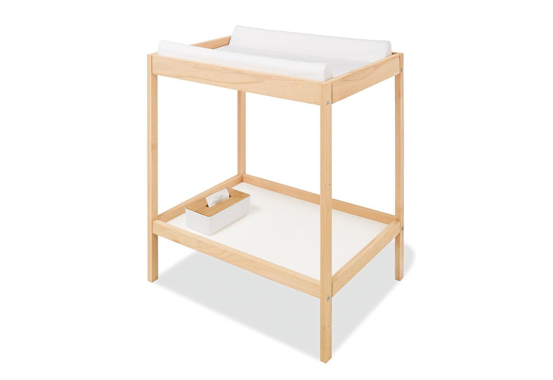 PINOLINO Wickeltisch Joris, Baby Wickelregal aus Buche Natur, platzsparende Wickelkommode mit Ablage