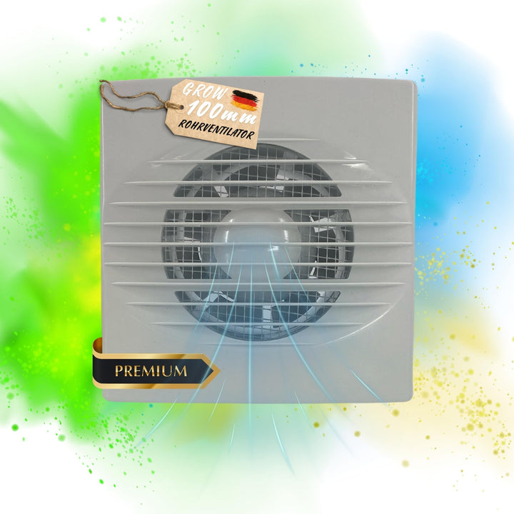 IPX4 15W 100mm Abluft Zuluft Grow Lüfter Ventilator für Homebox mit Fliegengitter Growbox Growschran