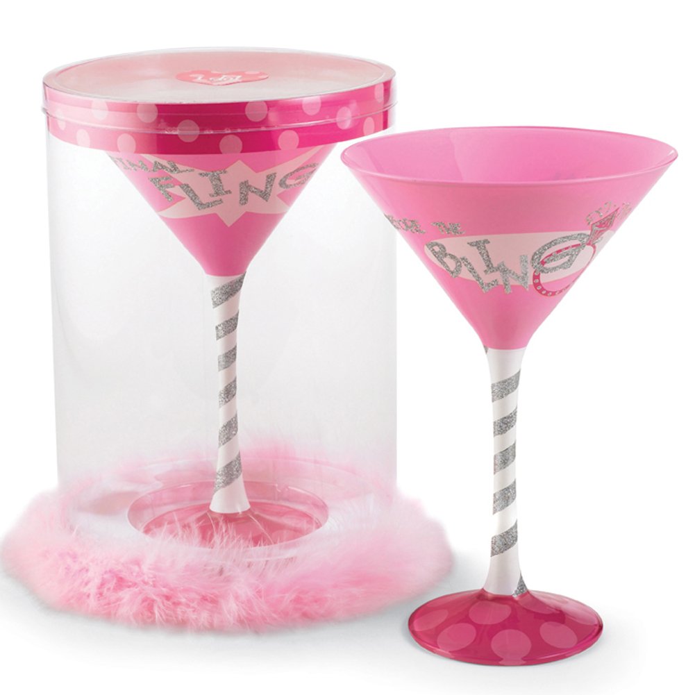 Mud Pie Bachelorette Martini-Glas, handbemalt