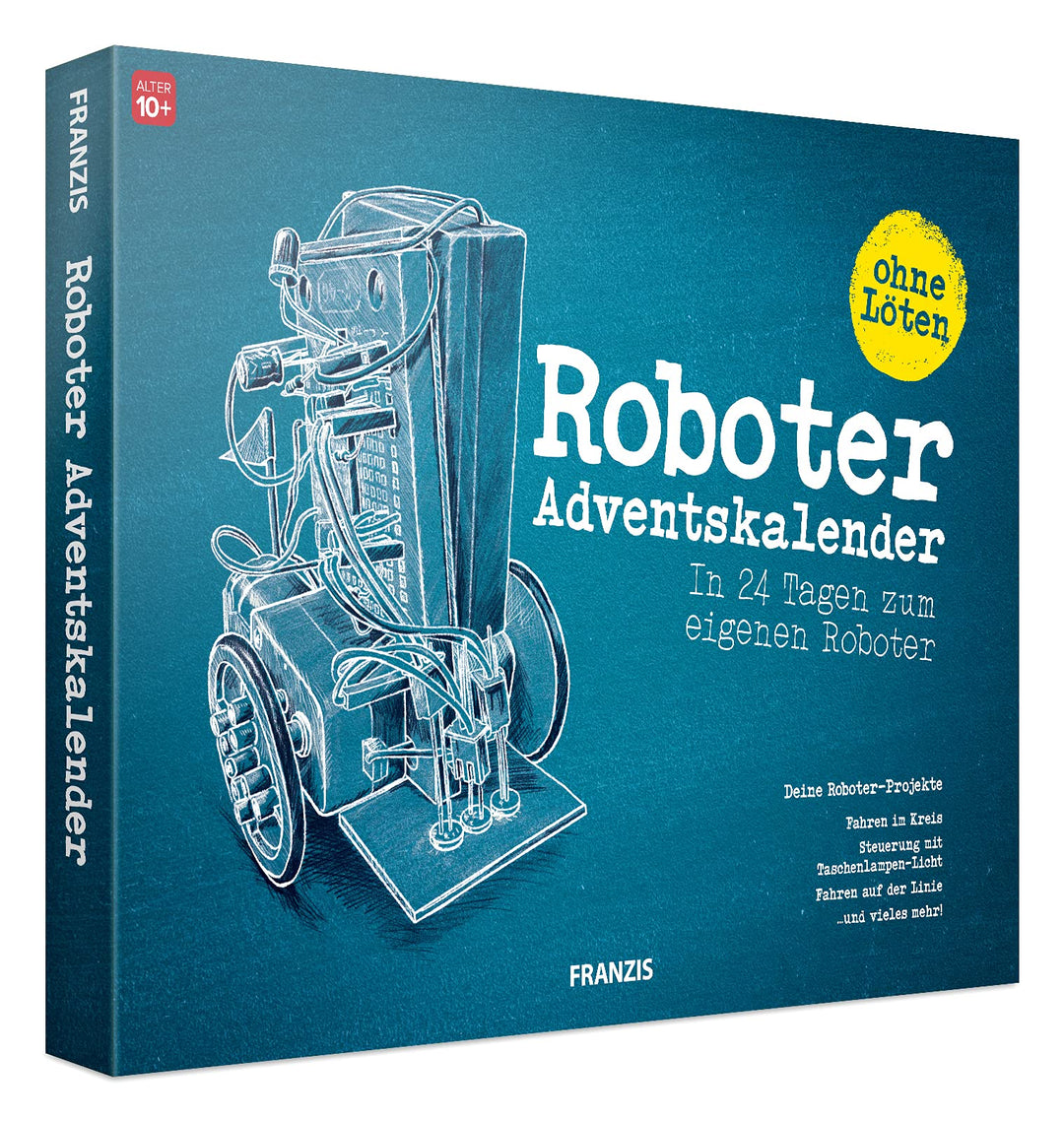 FRANZIS 67161 - Roboter Adventskalender - in 24 Tagen zum eigenen fahrbaren Roboter, ohne Löten, für