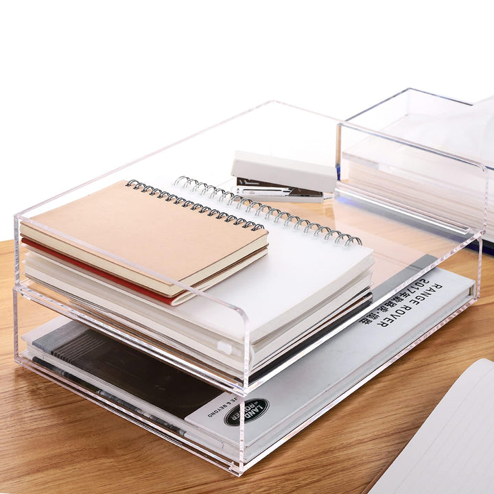 Papier-Organizer-Tablett, transparente Acryl-Schreibtisch-Organizer und Zubehör, Bürobedarf, stapelb