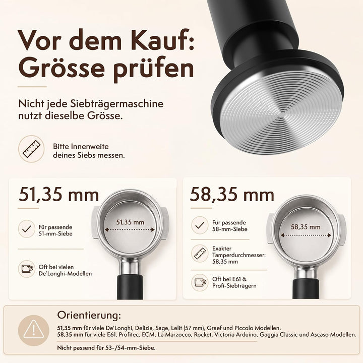 2-in-1 Espresso Tamper 58 mm mit WDT Tool – Kalibrierter 30-lb Tamper &amp; 12-Nadel Espresso-Nadelverte