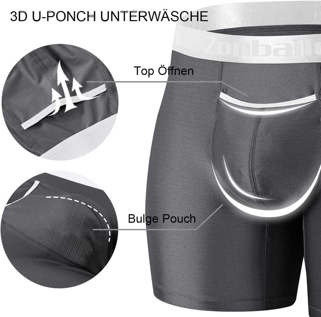 Herren Boxershorts Bambus Unterhosen Männer Retroshorts Lange Beine Bequeme Atmungsaktiv Weiche Beut