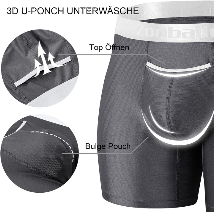 Herren Boxershorts Bambus Unterhosen Männer Retroshorts Lange Beine Bequeme Atmungsaktiv Weiche Beut
