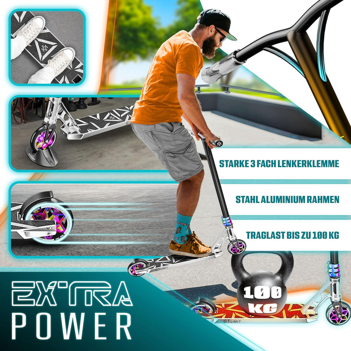 KESSER® Stunt Scooter GT-Limit 360° Lenkung Funscooter Stuntscooter mit Ständer ABEC 9 Kugellagern,