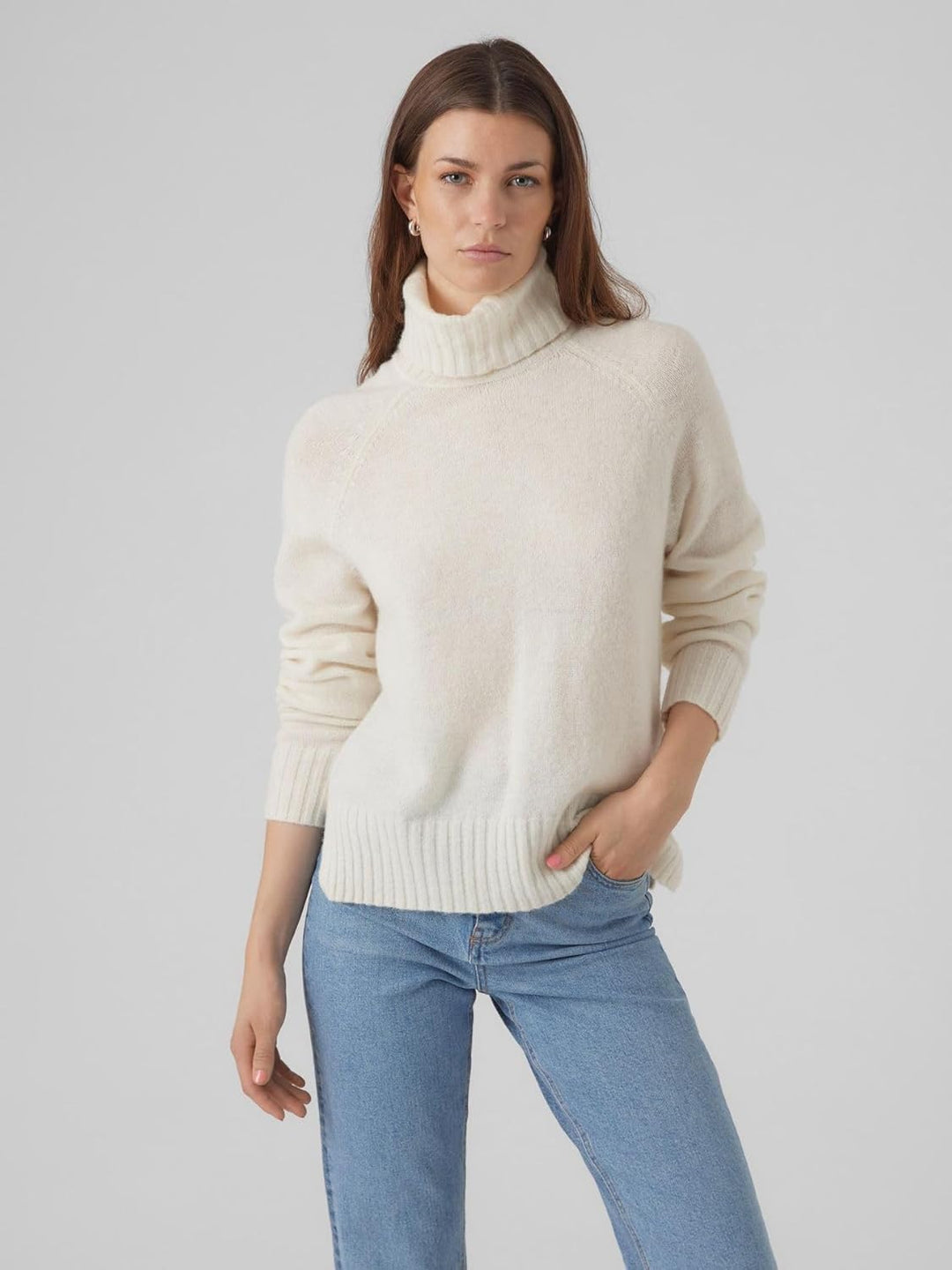 VERO MODA Damen Vmdaniela Ls Cowlneck Ga Noos Pullover XS Birch/Detail:w. Melange, XS Birch/Detail:w