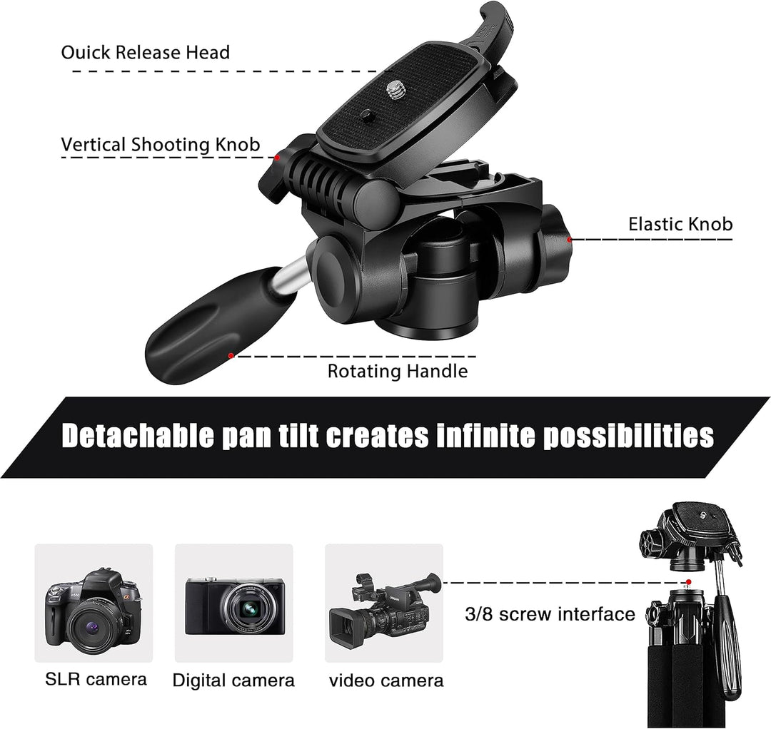 ZOMEi 188cm Stativ Heavy Duty Tall Tripod Stand, Professional Travel Video Tripod Kompatibel mit DSL