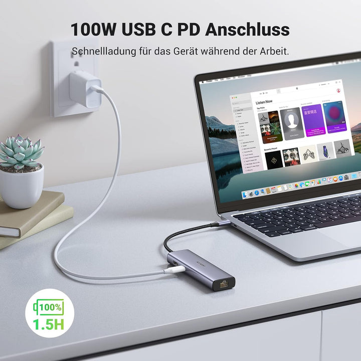 UGREEN USB C Hub 7 in 1 Docking Station mit 4K 30Hz HDMI, PD100W, 5Gbps USB 3.0 Anschlüssen, SD/TF K
