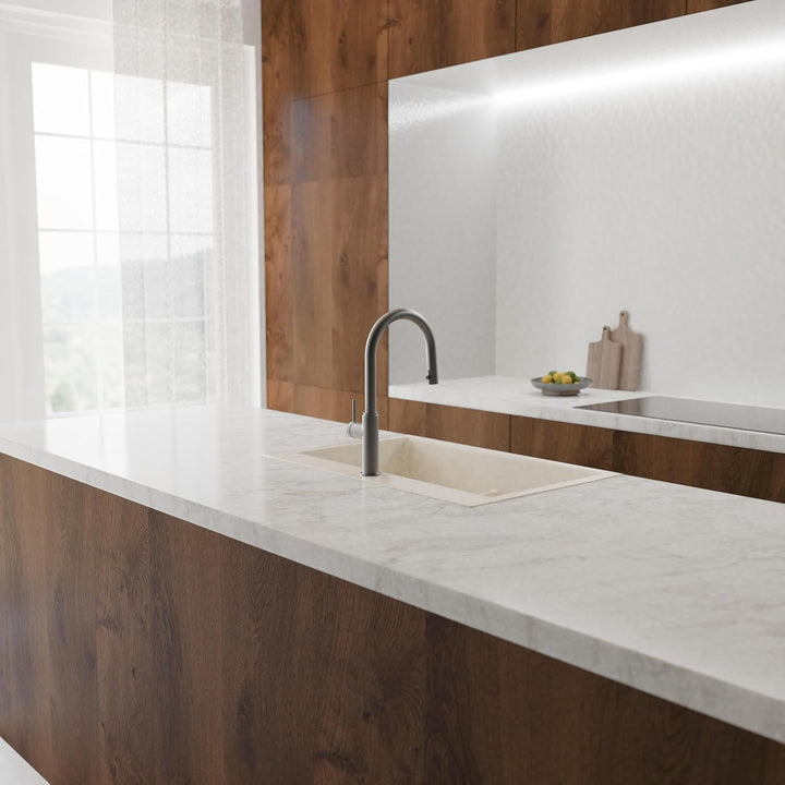 SCHÜTTE 79562 Blackpool Küchenarmatur mit ausziehbarer Geschirrbrause, 360 Grad Wasserhahn für die K