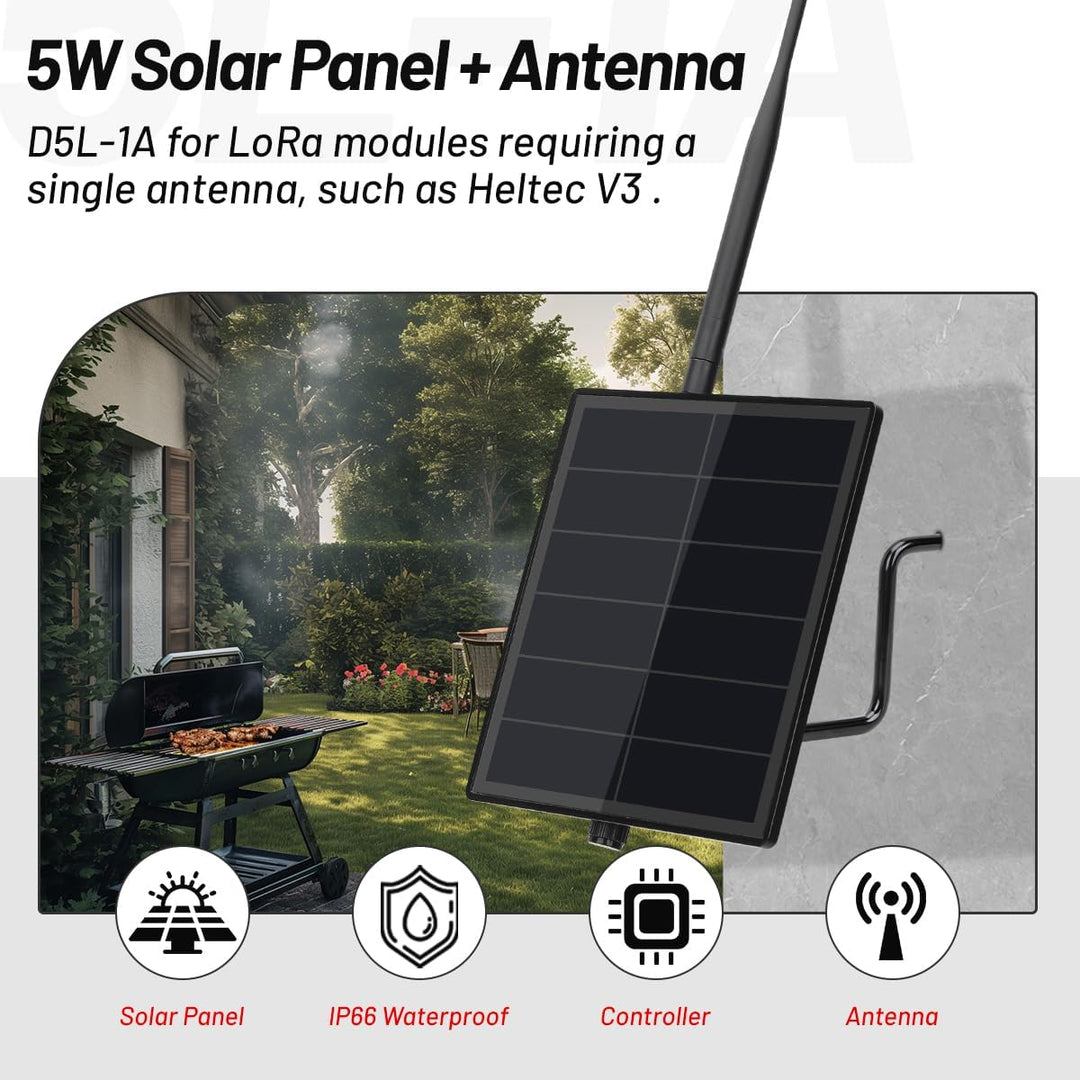 D5-1A 5W Solar Panel Kit mit Batterie Controller für Heltec V3 ESP32 LoRa Modul für DIY Meshtastic M