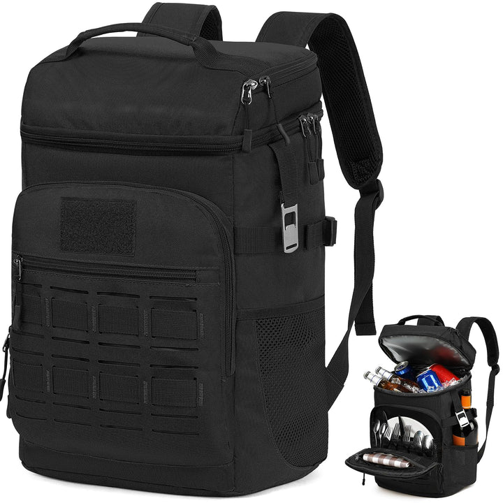 Kühlrucksack 25L Taktischer kühl Rucksack Isolierte Thermo Rucksack Schwarz, Schwarz