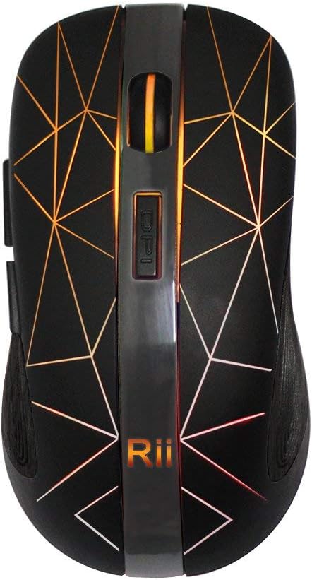 Rii Gaming RM200 Wireless - Drahtlose Gaming Maus, 1600 DPI, 5 Tasten, wiederaufladbar, mit bunten L