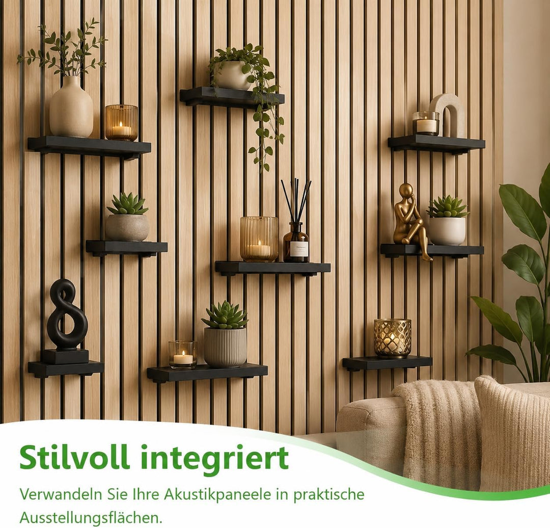 Cosiesnest 3 Stück Regal für Akustikpaneele-9 Stück Zubehör Ohne Bohren Wandorganizer Schweberegal W