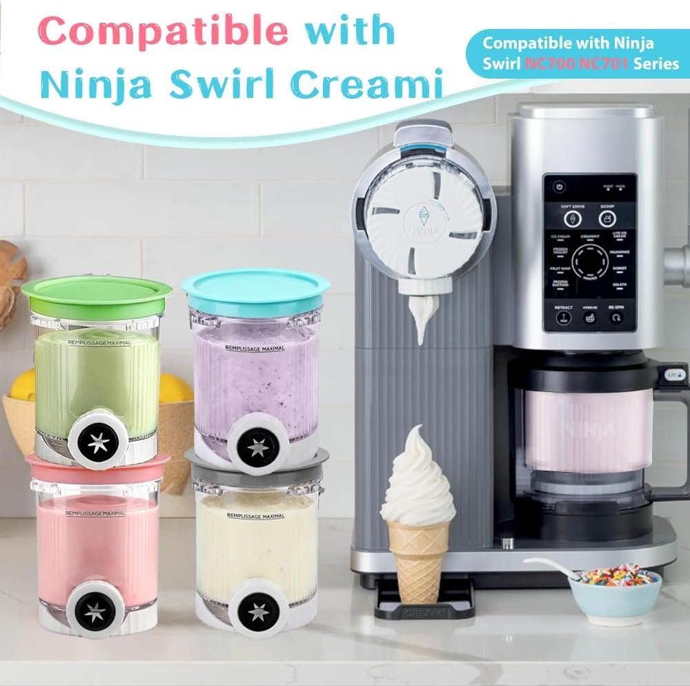 Behälter Kompatibel mit Ninja Swirl Creami, 4 Stück 16oz Behälter für Ninja Creami Swirl, Tubs Zubeh