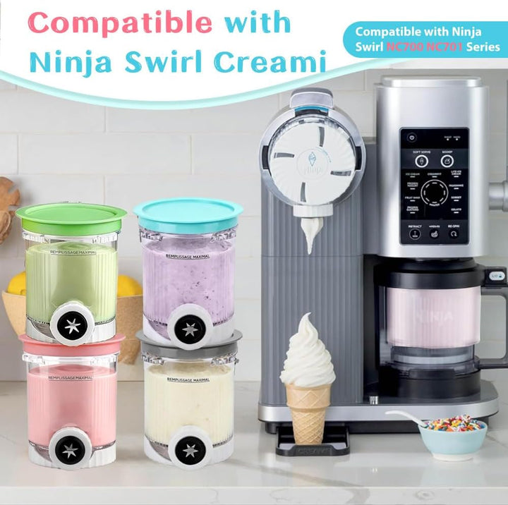Behälter Kompatibel mit Ninja Swirl Creami, 4 Stück 16oz Behälter für Ninja Creami Swirl, Tubs Zubeh