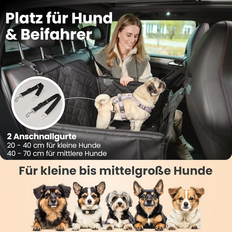 2GOODz Hunde Autositz für Rückbank mit Flauschiger Zusatzdecke - Hundedecke für kleine, mittlere Hun