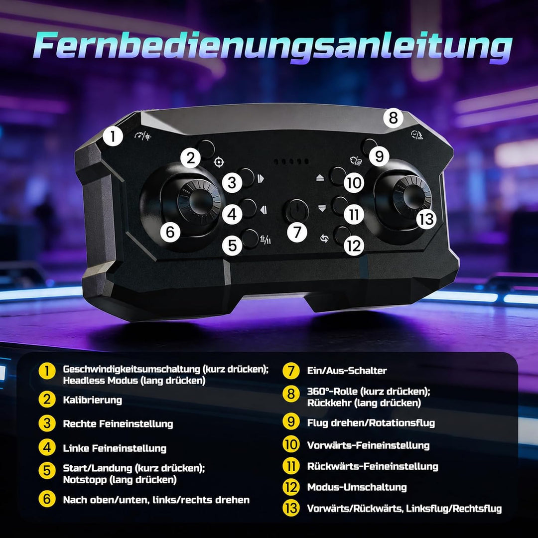 DEERC HT35 2-in-1 Drohne und RC-Auto für Kinder, ideal für Anfänger, Gelb | 3 Geschwindigkeitsstufen