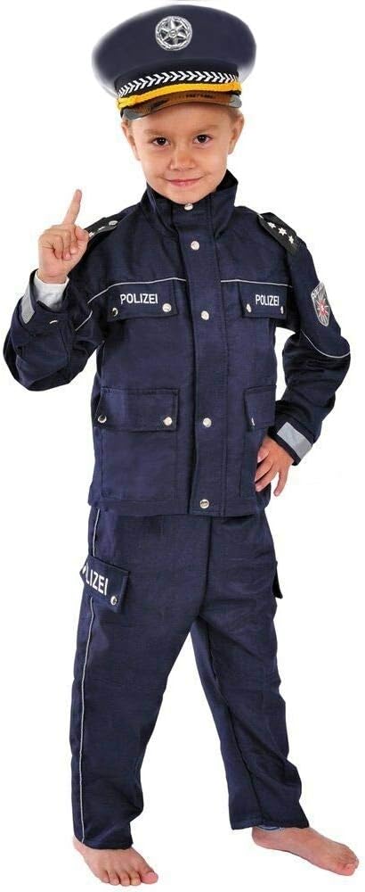 WiMi Polizei Kinder Kostüm 98-104 blau für Fasching Karneval Polizist