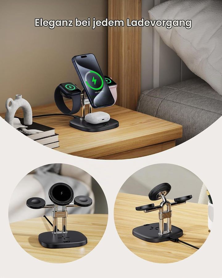 Fast Dual Ladestation für Apple Watch 11/Ultra 3/SE 3, Induktive Ladestation für iPhone Air/17 Pro M