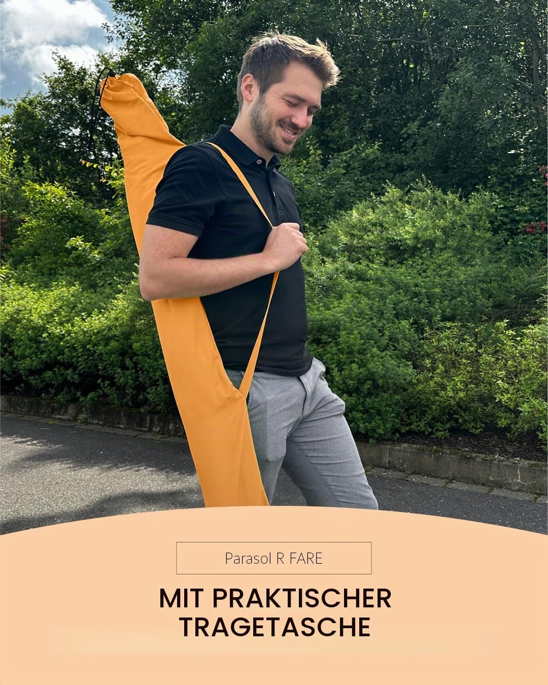 FARE Sonnenschirm Grösse L rechteckig - 200 cm Durchmesser - UV-Schutz 50+ für Balkon Garten Terrass