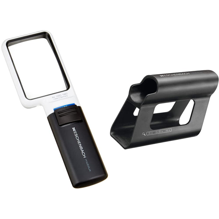 Eschenbach 15114 Optik Lupe Handlupe mit LED-Beleuchtung mobiluxLED Vergrösserng: 4X Linsengrösse: 7