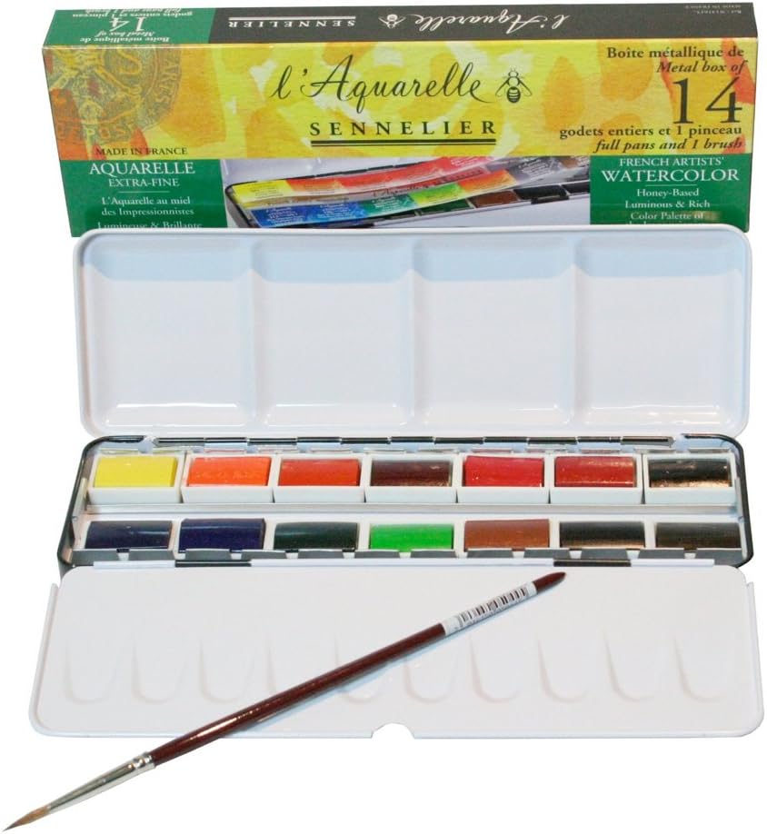 Sennelier - Aquarellfarbe - Set mit 14 ganzen Naepfchen