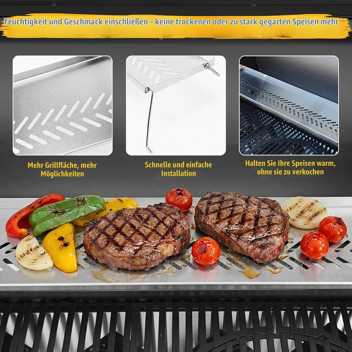 GFTIME Edelstahl Warmhalterost für Enders Monroe Pro 4, Edelstahl Ersatzteil, 74,4 x 15 cm, obere Gr