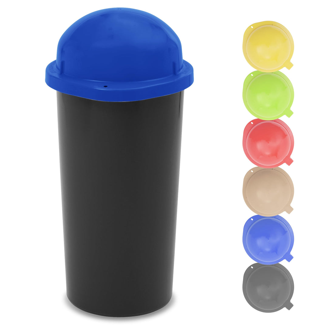 KUEFA HD 60L Müllsackständer, Mülleimer mit Scharnierdeckel und Klemm-Ring Gelber Sack, stabil, stra