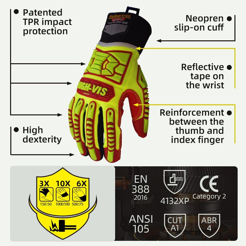 Seibertron HIGH-VIS HRIG Impact Schlagschutz Ölbeständiger Sicherheit rutschfeste General Utility Ri