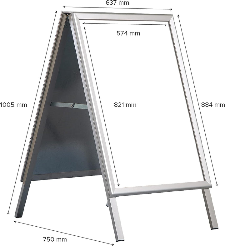 DISPLAY SALES Kundenstopper wetterfest A1 in Silber | Plakatständer mit 25 mm Profil für DIN A1 Plak