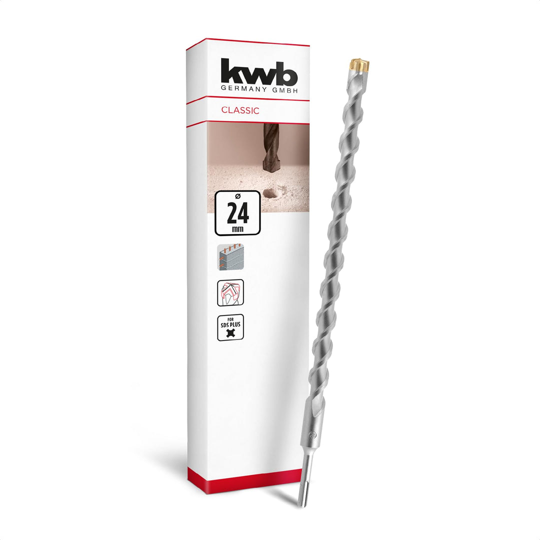 kwb SDS Plus Bohrer, SDS Plus Hammerbohrer (Ø 24 mm x 460/400 mm, mit extrem schneller Hartmetall 4X