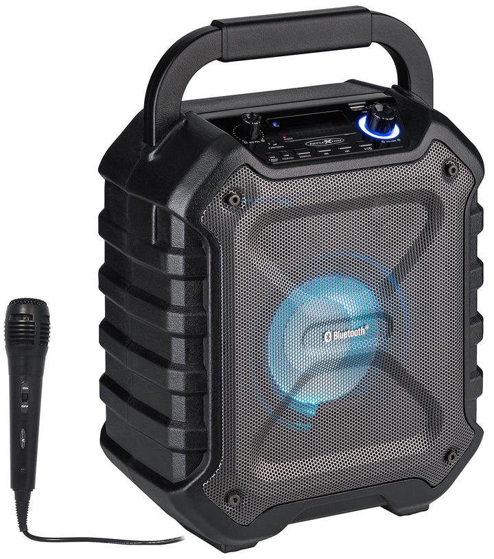 REFLEXION PS06BT kompakte PA-Anlage, mobil mit Akku, Lichteffekten und Karaoke-Funktion, inklusive M