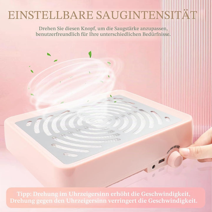 Staubabsaugung für Nägel mit Filter & Lampe，Professionelle nagelstaubsauger Nagel Staubabsaugung Sta