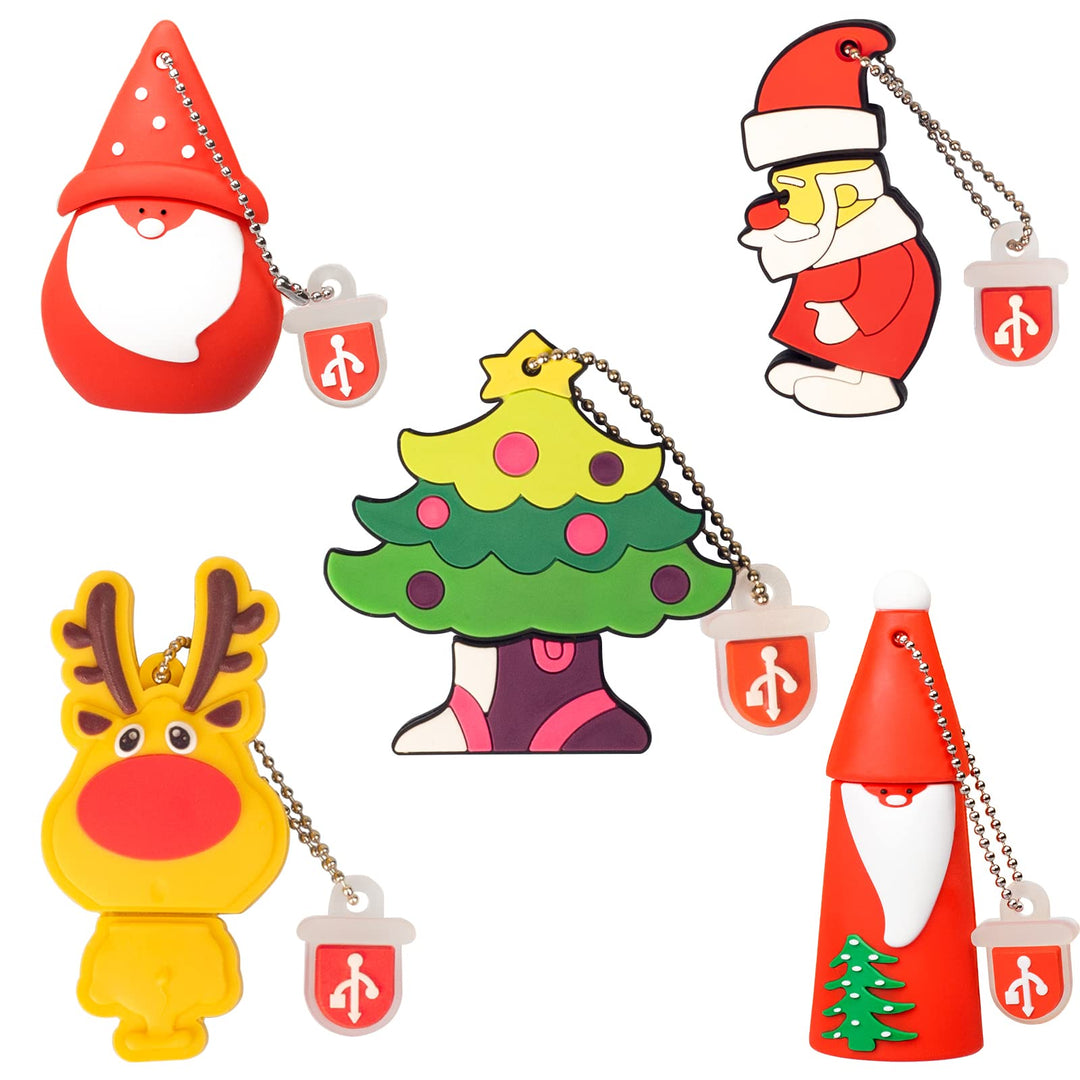 LEIZHAN USB-Stick 5 Stück 32GB Speicherstick Der Weihnachtsmann Elch Niedlichen Weihnachtsserie Gesc