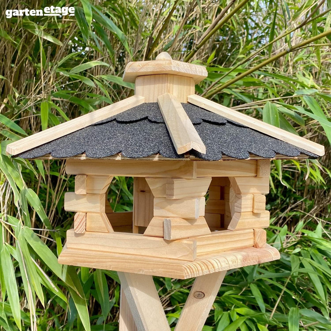 GARTENETAGE Futterhaus Skandinavia mit Futtersilo für Vögel/massives Vogelhaus aus Holz, wetterfest/