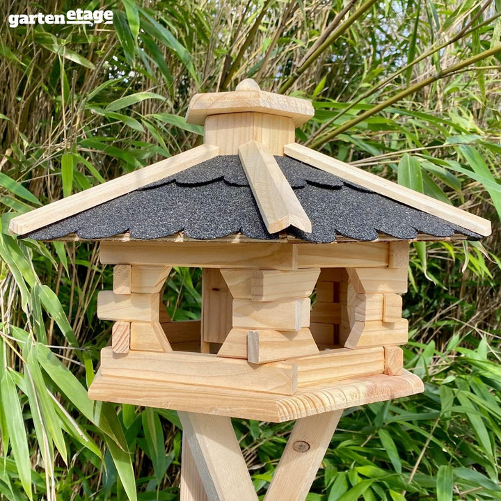 GARTENETAGE Futterhaus Skandinavia mit Futtersilo für Vögel/massives Vogelhaus aus Holz, wetterfest/