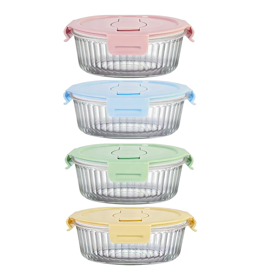 370ml Klein Runde Glasbehälter Mit Deckel Und Löffel, 12oz Runde Klein Meal Prep Gläser für Büro, Sc