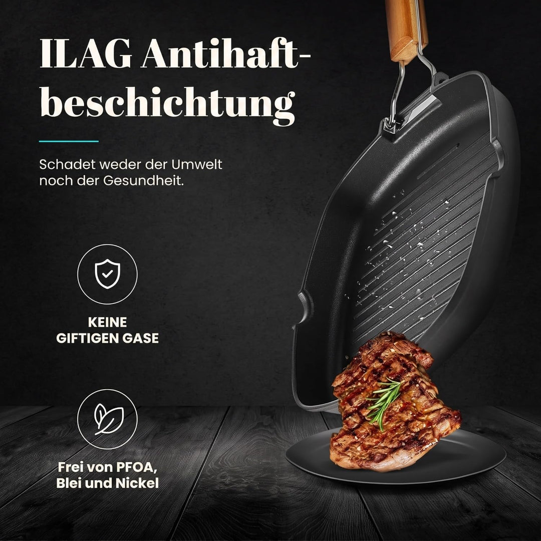 WECOOK! Ecostone - Aluminium Non Stick Grill Pan - Ribbed 24 x 24 cm, 24 x 24 cm