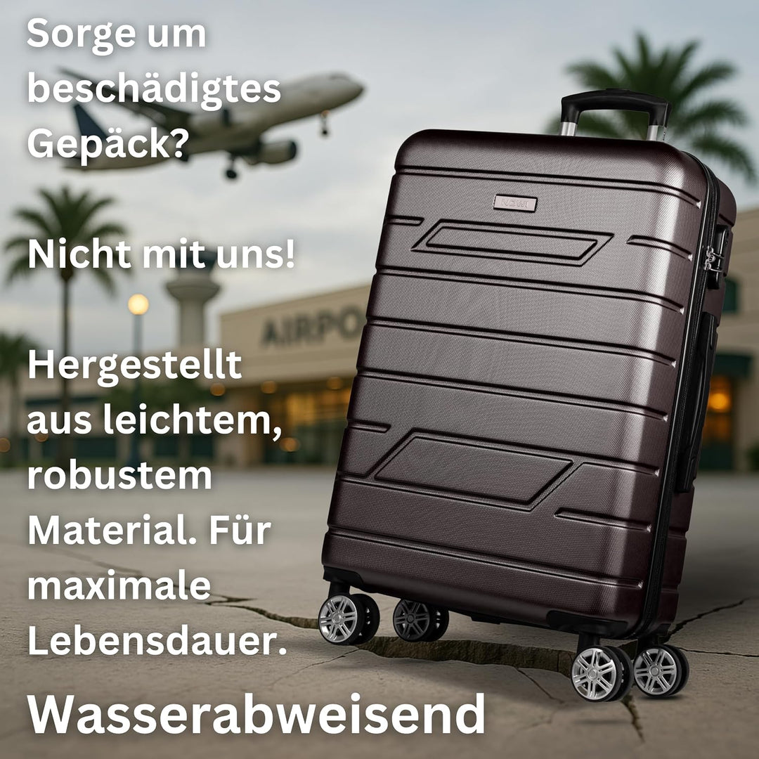NOWI Bergamo Reisekoffer - Wasserabweisend, 8 Rollen 360° Drehbar, Teleskopgestänge, Voll gefütterte