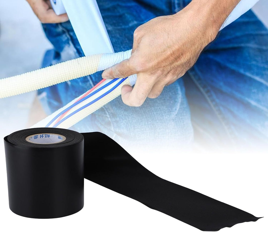 Hztyyier 1 Rolle Rohrband Hochwertiges PVC Klebeband für die Isolierung von Klimaanlagen, Schwarz, 6