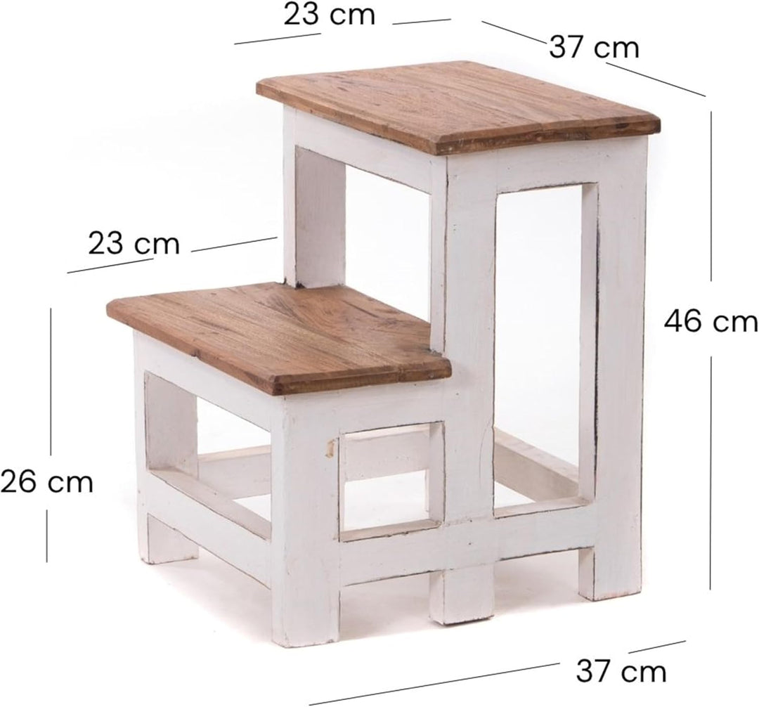 DESIGN DELIGHTS TRITTLEITER Step | 46x37x37 cm (HxBxT), Altholz, zweistufig | Trittleiter, Haushalts