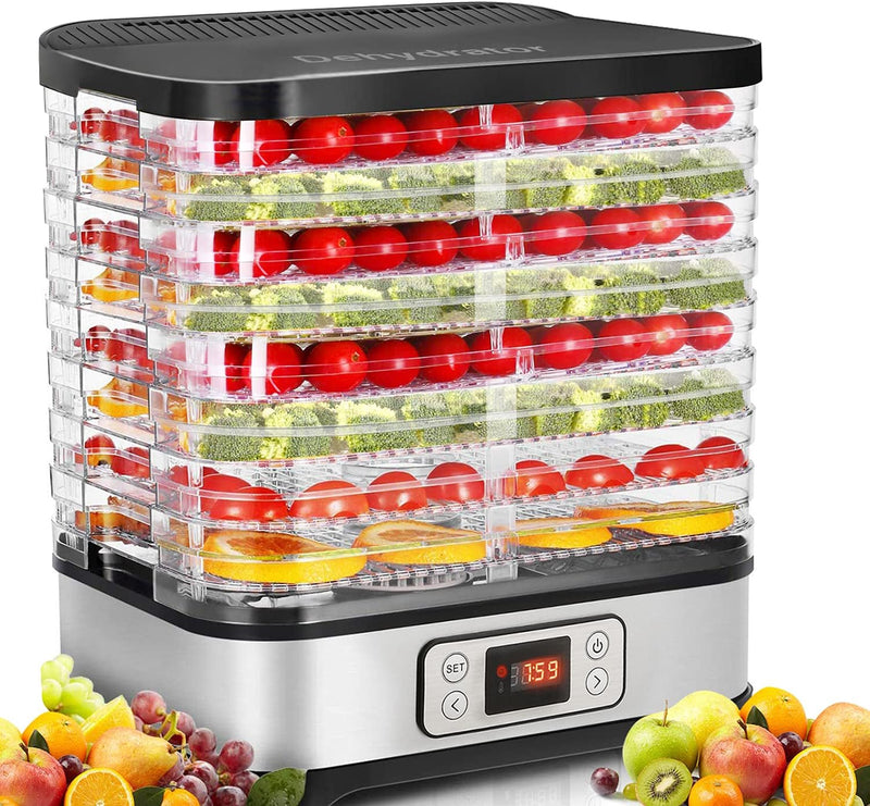 COOCHEER Dörrautomat Dörrapparat für Obst und Gemüse, Lebensmitteltrockner, 400W, LCD-Display, Tempe