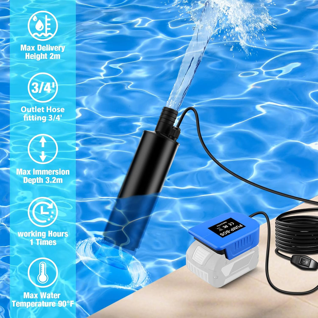635GPH Wasserpumpe für Bosch 18V Pro System GBA Akku für Bosch GBA, für Bosch GBA