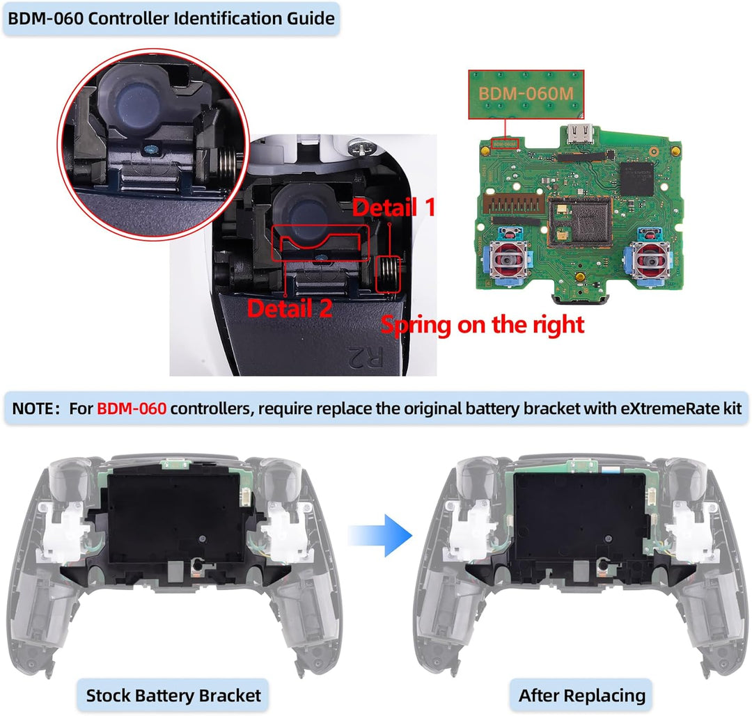 eXtremeRate Programmierbar RISE4 Remap Kit für ps5 Controller BDM-030/040,Remap Board&amp;Rückplate Gehä