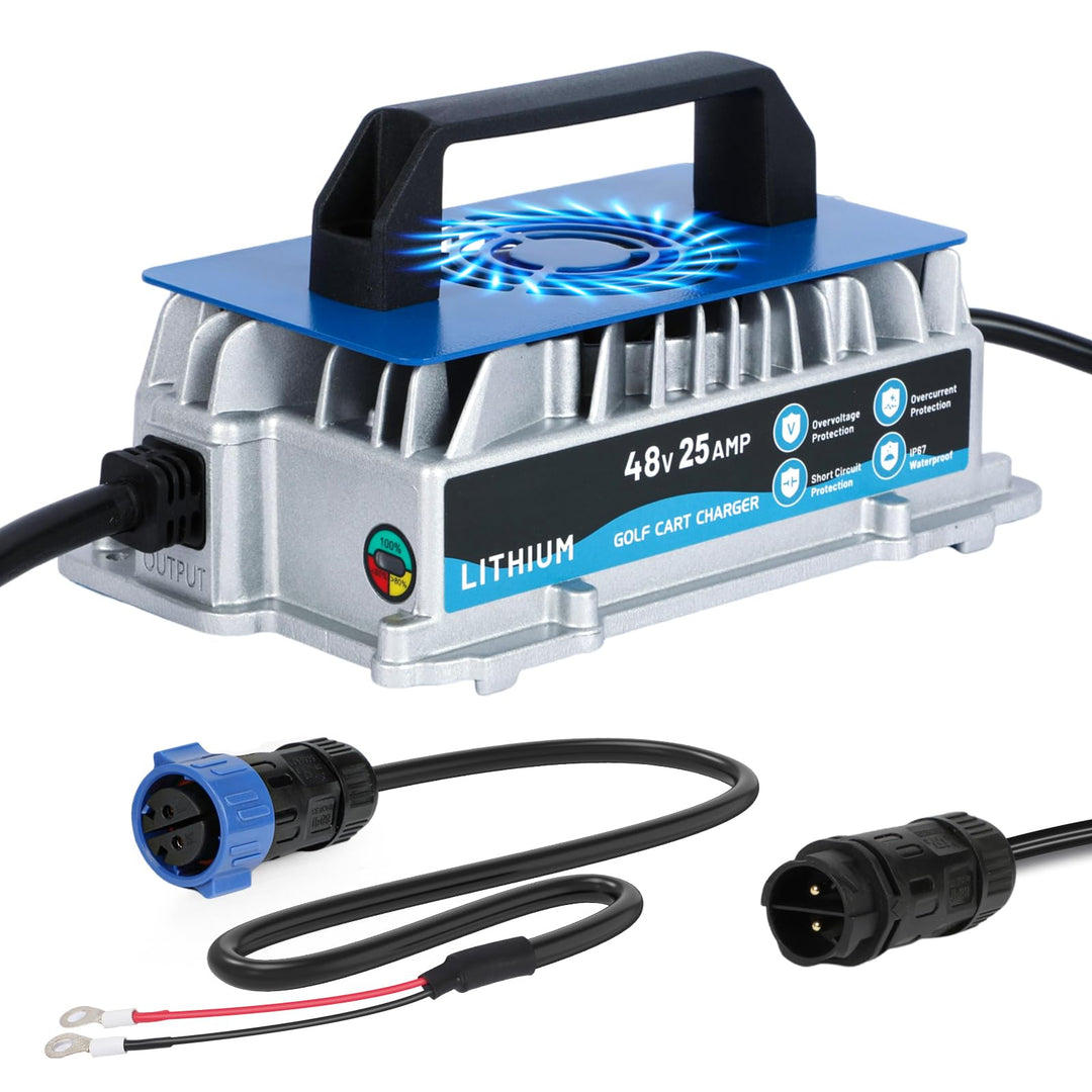 KAISAL 48V LiFePO4 Ladegerät, 58.4V 25A Lithium Batterieladegerät, IP67-wasserdicht, 1250 W, 48V 25A