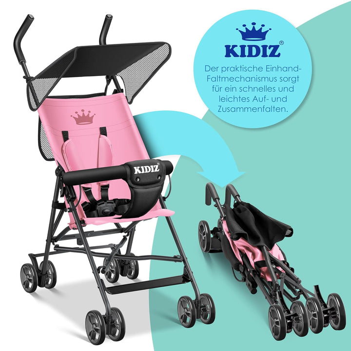 KIDIZ® Kinderwagen CITY Buggy Kinderbuggy klappbar Sportwagen Faltbar 360° 4-Zoll-Räder Inkl. Sonnen