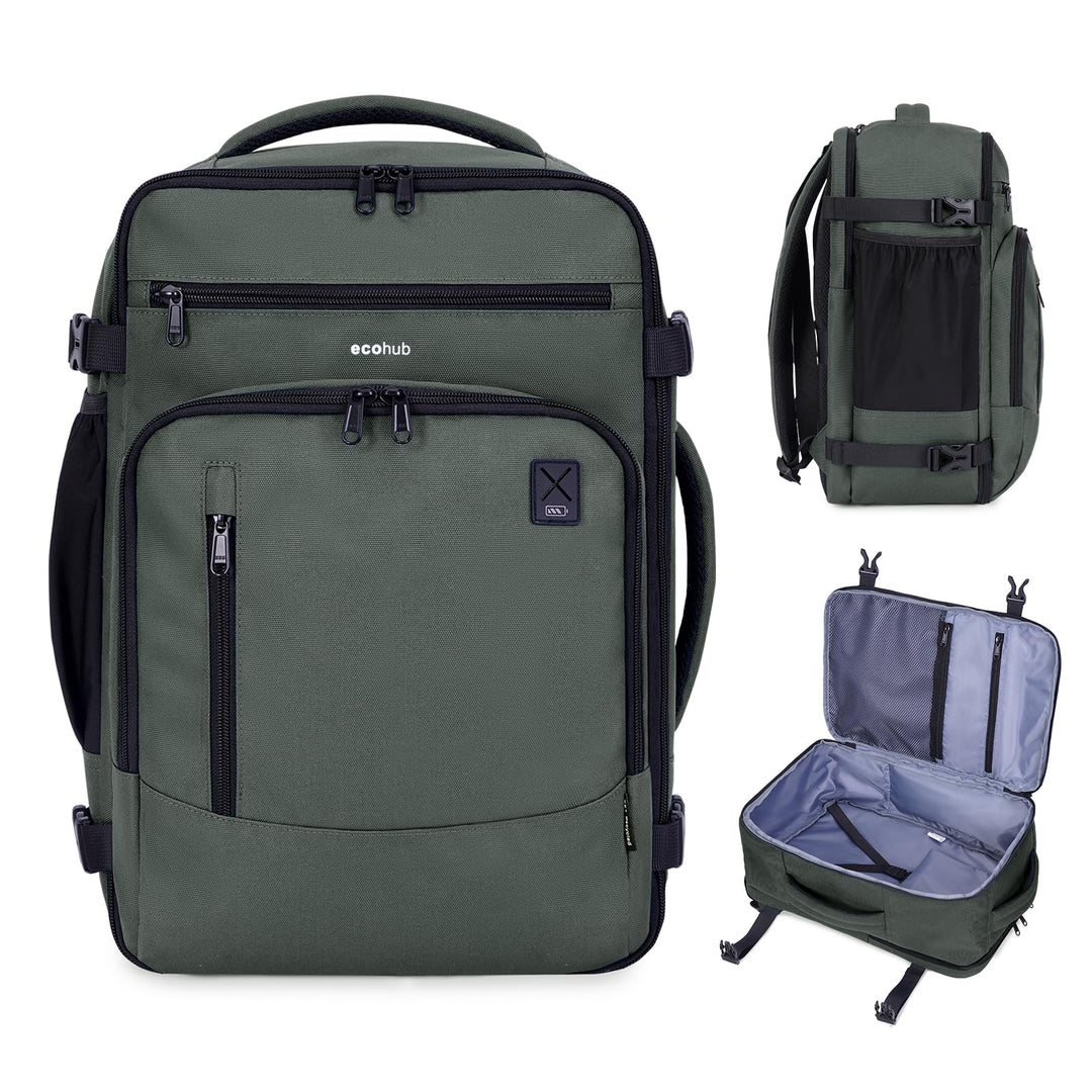 ECOHUB Rucksack 40x20x25 für Ryanair Flugzeug Reiserucksack Handgepäck Gepäck Laptop Daypacks PET-Re